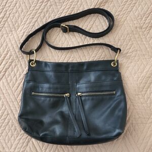 Fossil Leather Purse Black With Gold Hardware